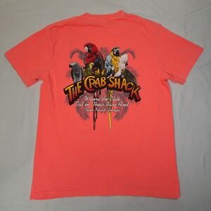 The Crab Shack T-Shirt Mens Medium Comfort Colors Tybee Island Georgia Parrots